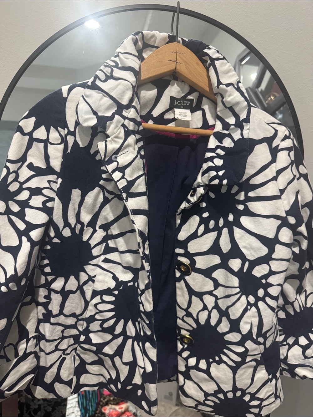 J. Crew Navy and White Floral-Print Cotton Jacket
